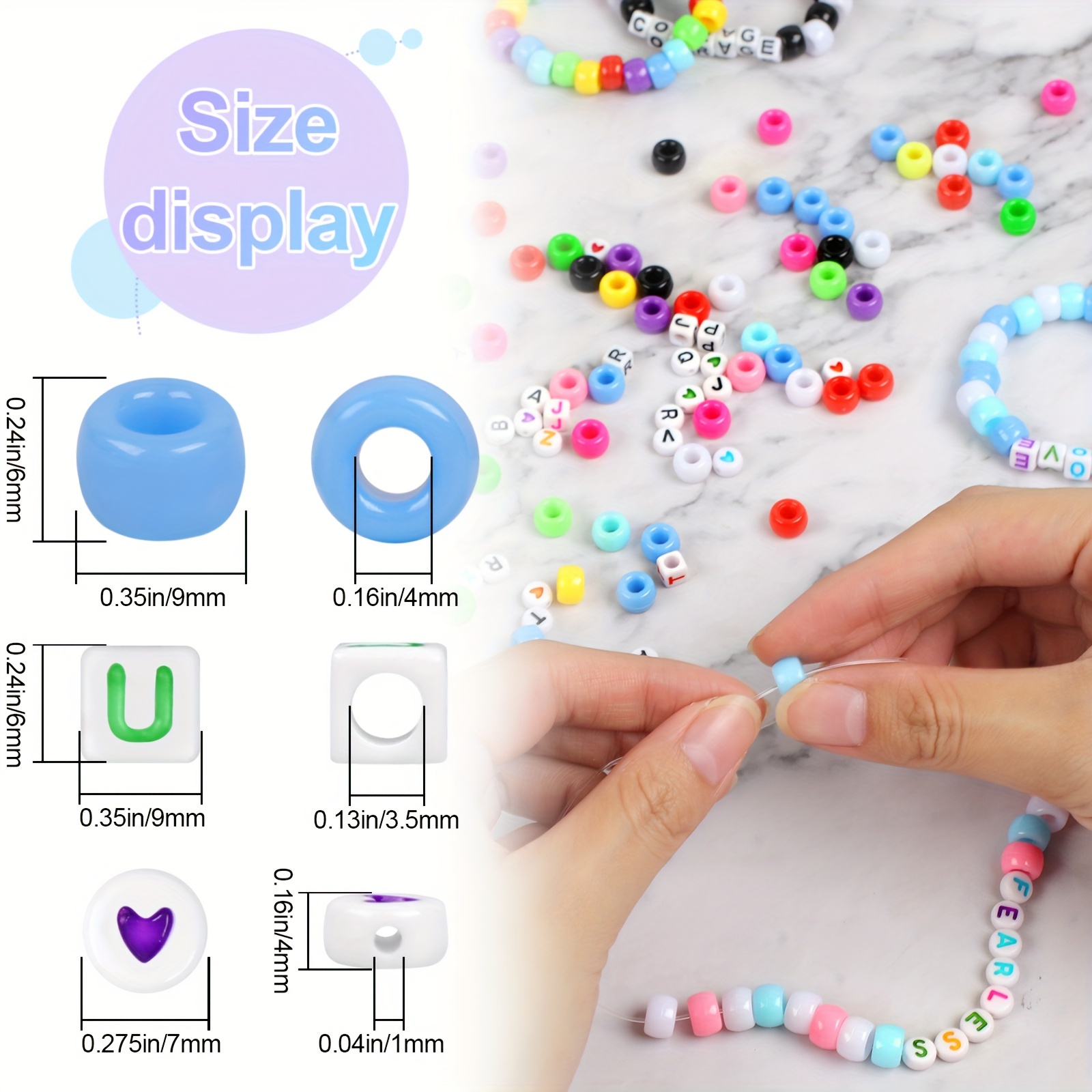 64 Colors Rainbow Craft Pony Beads Letter Beads Elastic - Temu