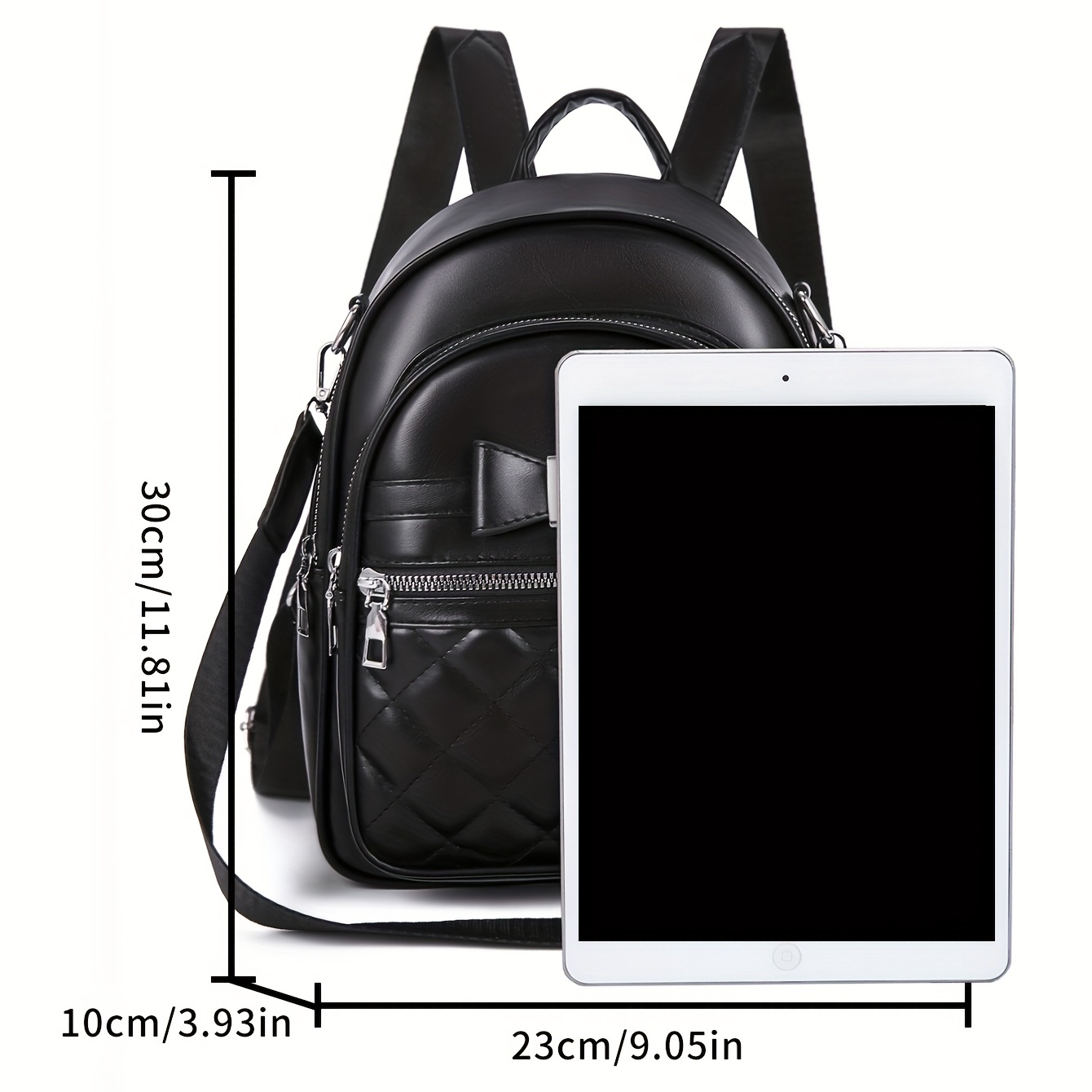 Quilted Bow Decor Large Capacity Backpack