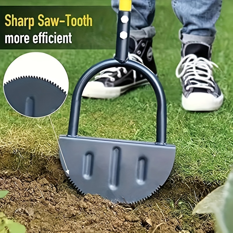 

1pc Garden Edger Half Moon Saw-tooth Manual Edger Ergonomic Manual Lawn Step Edger With Long Handle Landscaping Edging Tool For Sidewalk Driveway Flower Beds 8.6x46 Inches