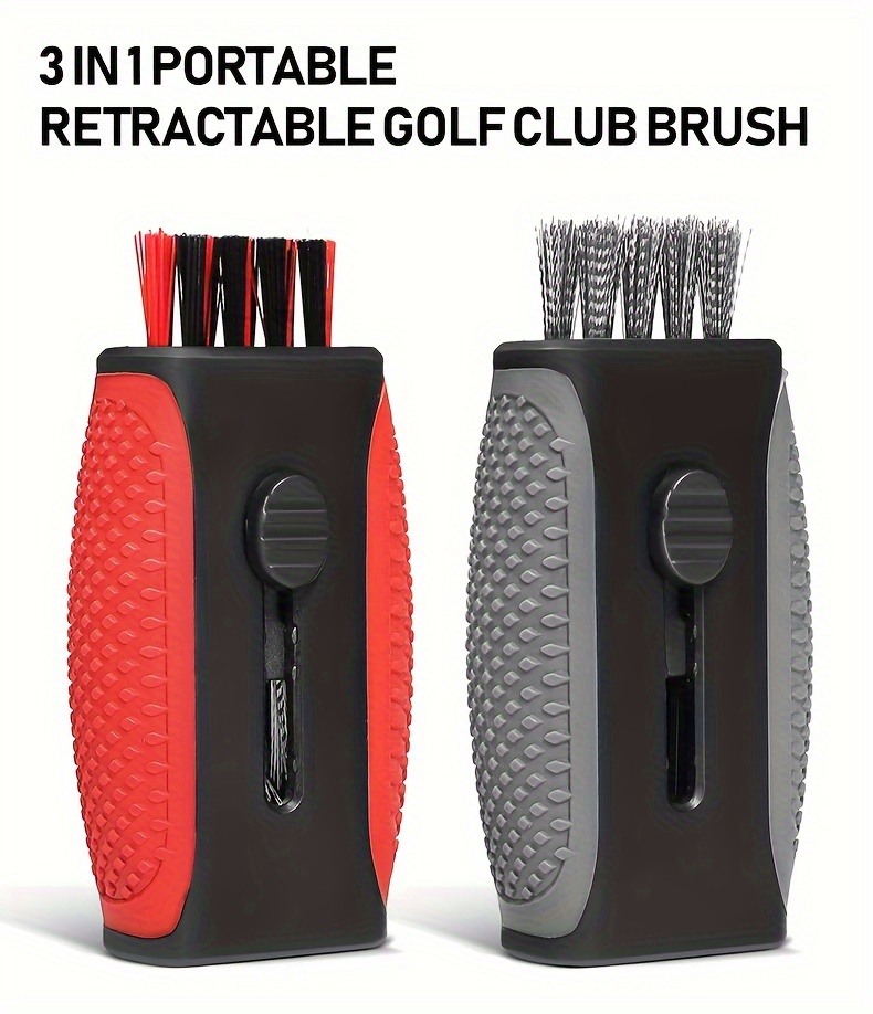 retractable pocket golf club cleaning brush tool wire brush club   double side cleaner golf accessories details 0