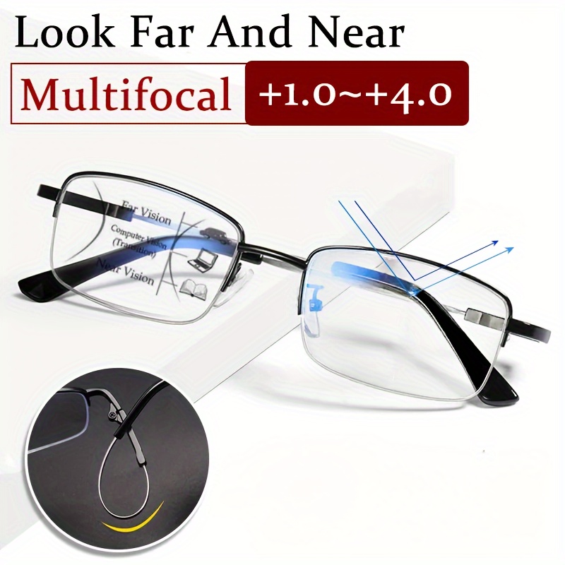 Near-far dual-purpose Rimless Bifocal Reading Glasses for Men