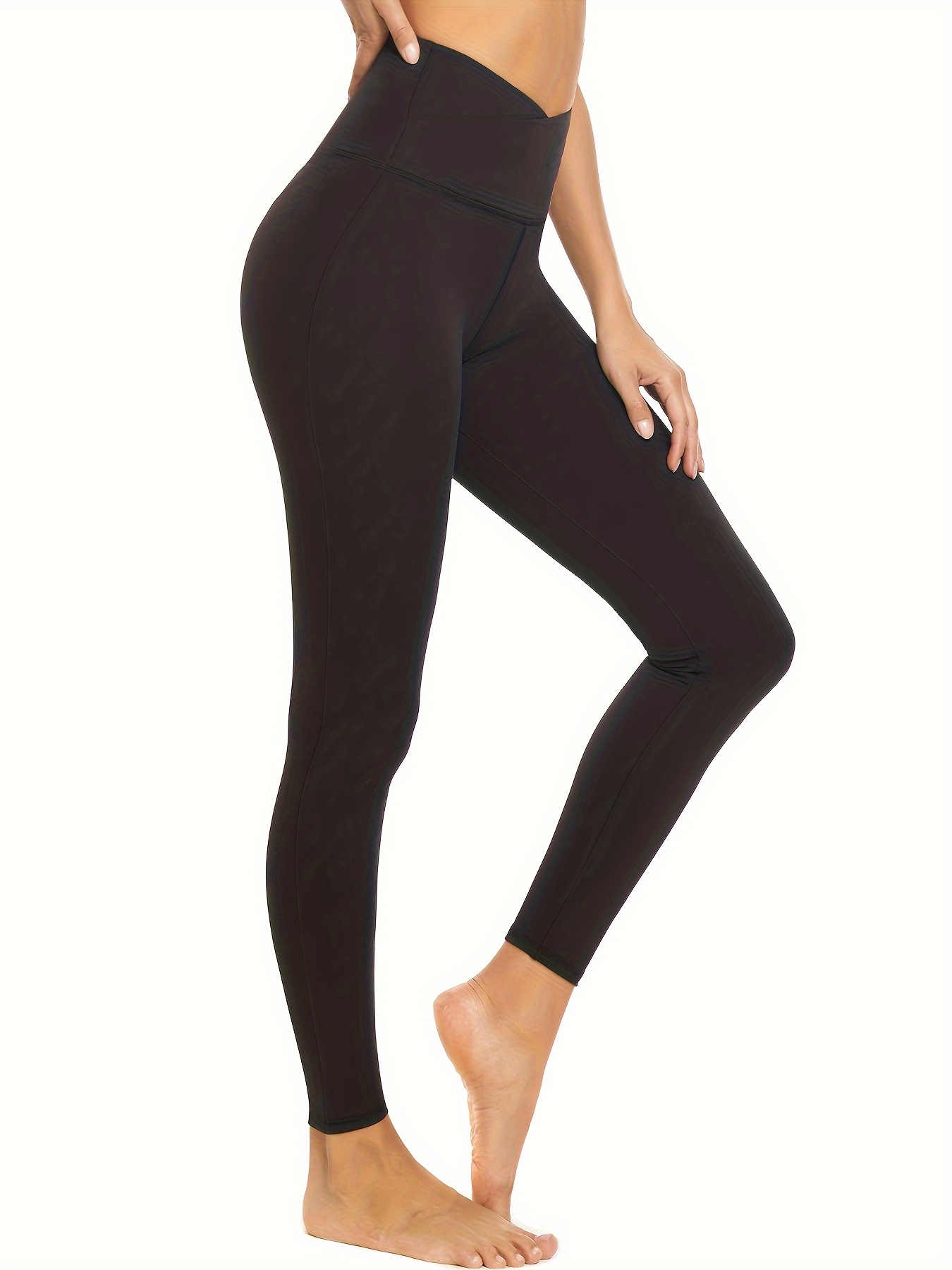 Solid Color Sports Leggings Women High Waisted Tummy Control - Temu  Philippines