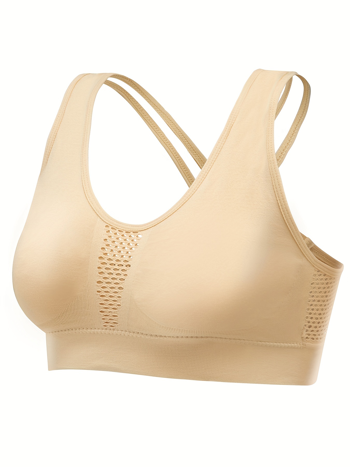 Breathable Mesh Wire free Sports Bra Stretchy High Impact - Temu