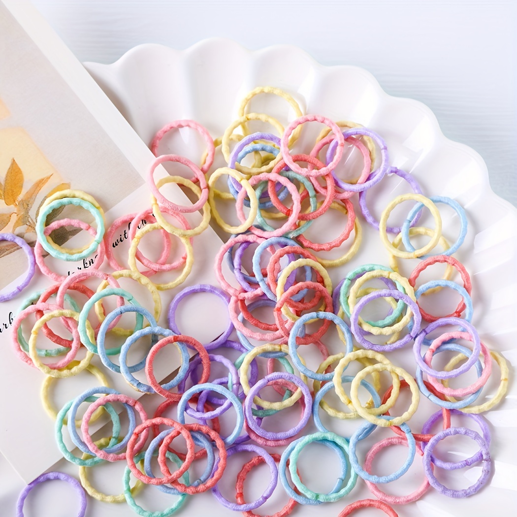 50Pcs/Bag Children's Hair Bands, Hair Ties Candy Colored Hair Tie Elastic Ponytail Holders Hair Accessories for Women Girls Toddlers,Temu