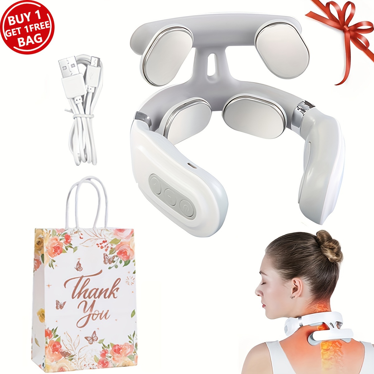 Electric Cervical Neck Massager Heated Relax Body Shoulder Musle