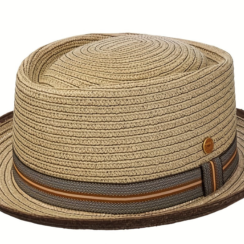 Men's Panama Striped Straw Hat Sun Hat For Adult Ideal - Temu