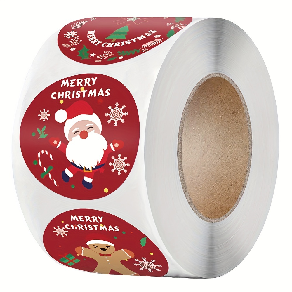 Merry Christmas Stickers Labels Roll 1 Inch 8 Designs Round Christmas Tags  500 Adhesive Xmas Decorative Envelope Seals Stickers for Cards Gift  Envelopes Boxes 