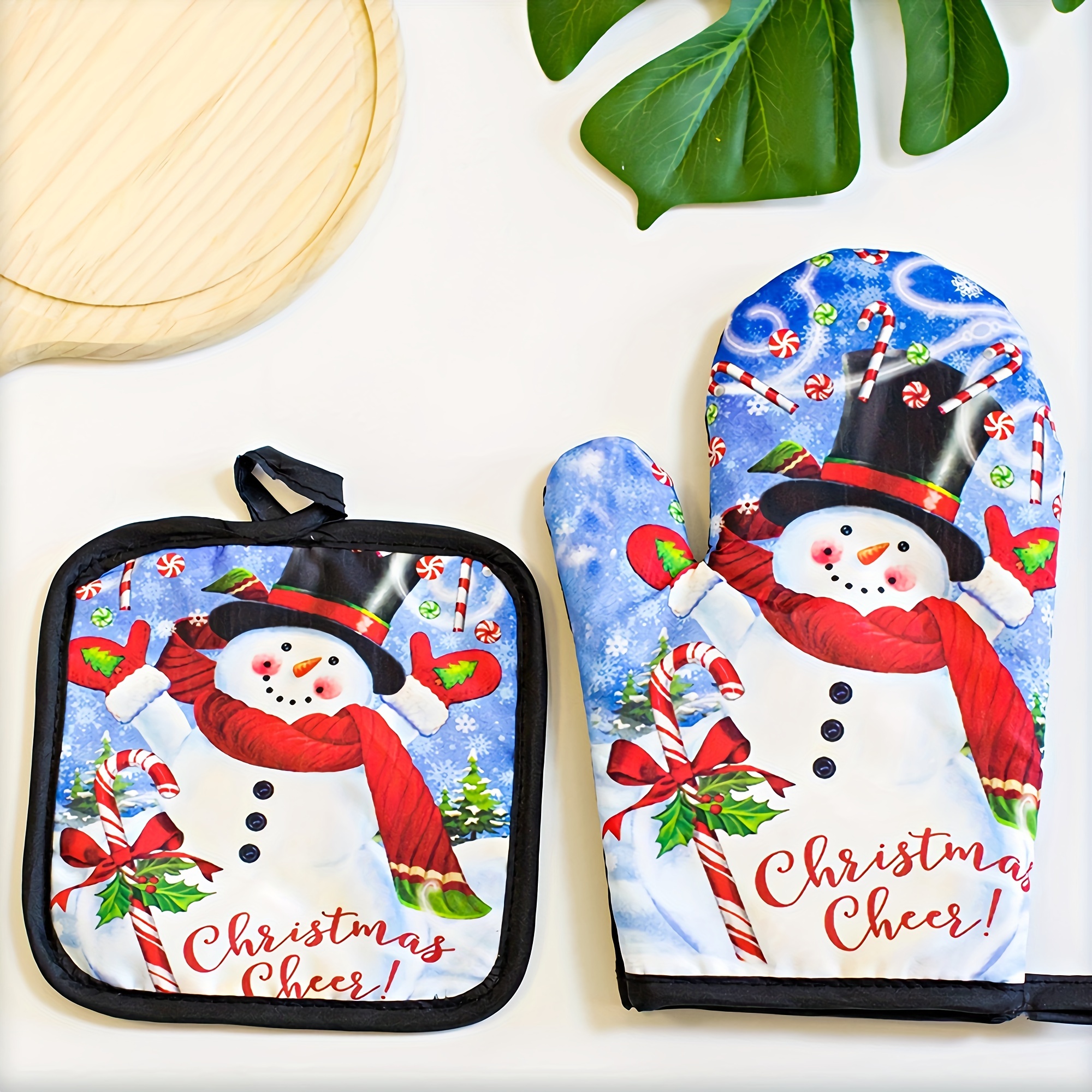Christmas Oven Mitts And Pot Holder Heat Resistant Gloves - Temu