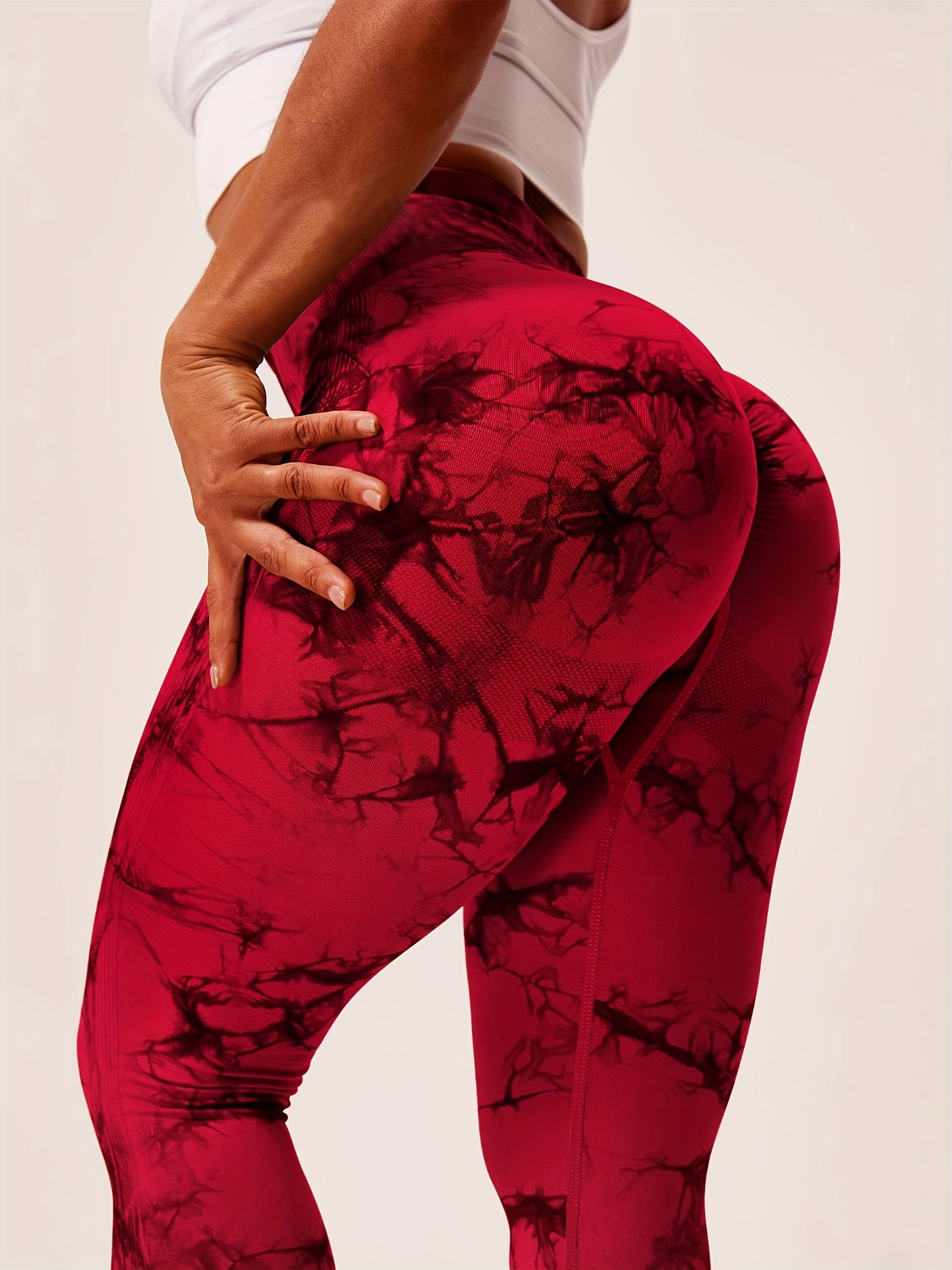 Hiworld Women's Seamless Yoga Pants Tie Dye Printed Trousers High