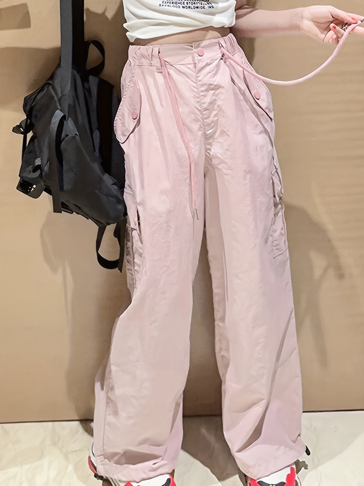 Girls' Cargo Jogger Trousers with Drawstring Waist
