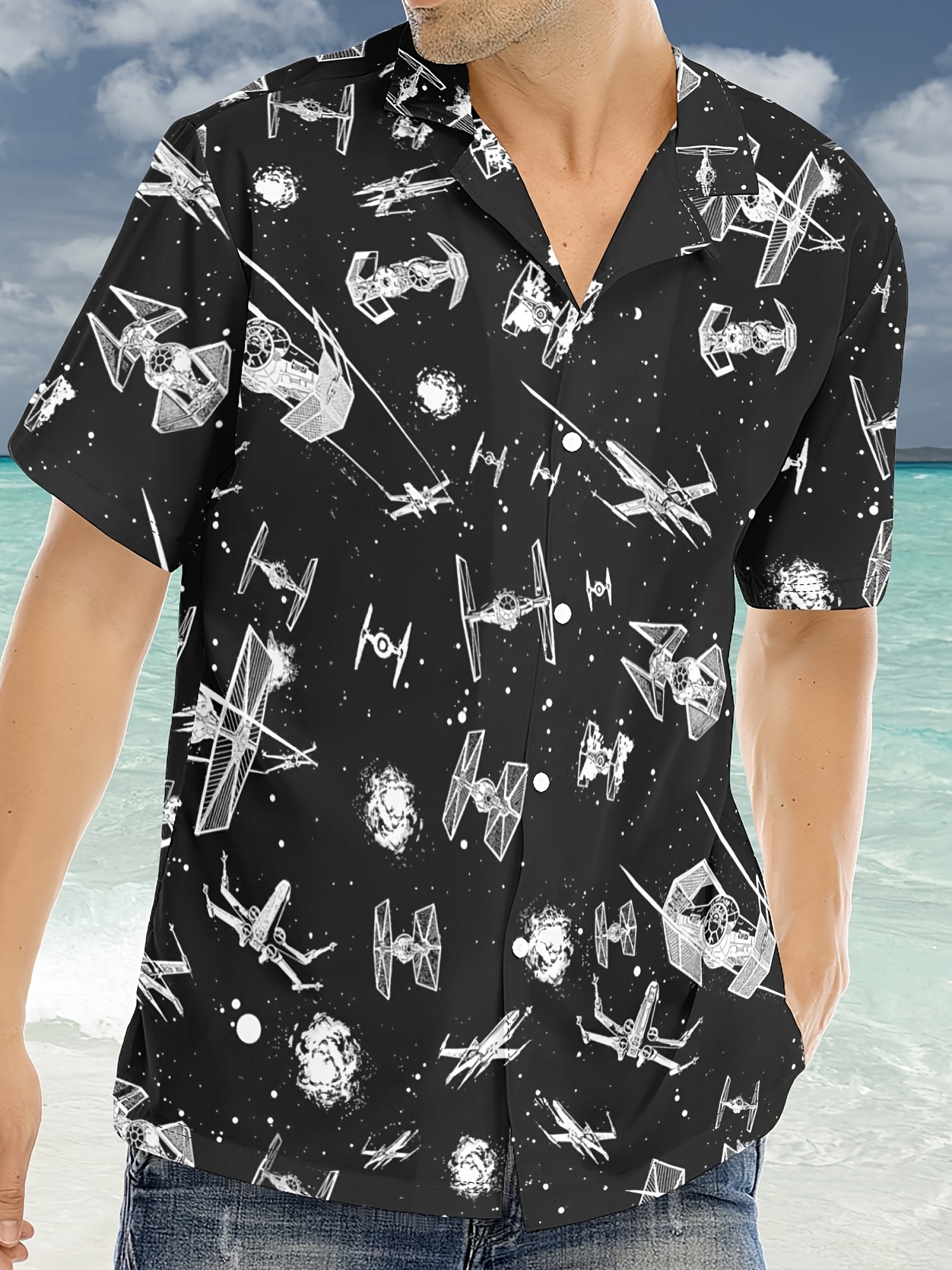 Star Wars Hawaiian Shirt, Star Wars Shirt, Spaceship Summer Button