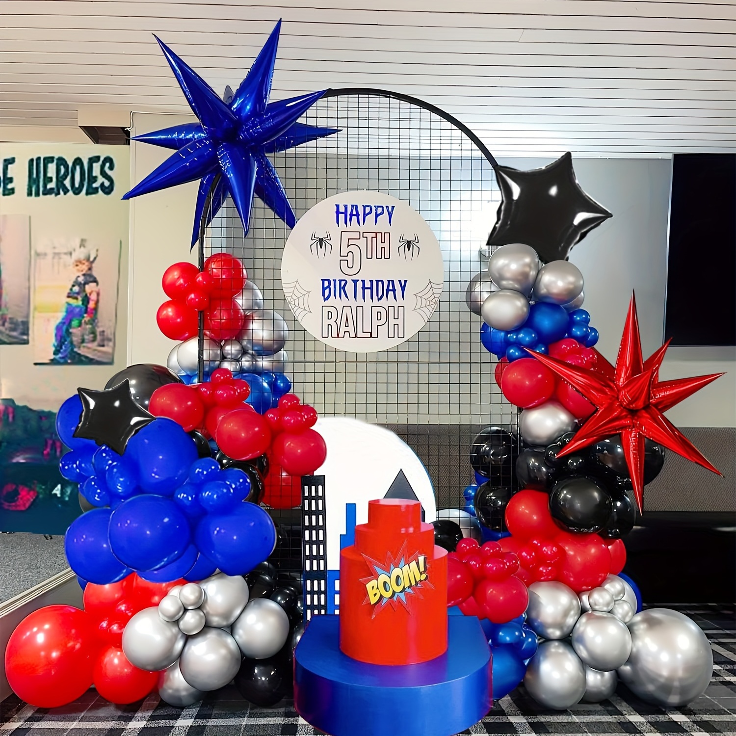 Telón de fondo de fotos de superhéroe para fiesta de cumpleaños con  temática de superhéroes para niños, decoración de mesa de pastel, fondo de  cabina