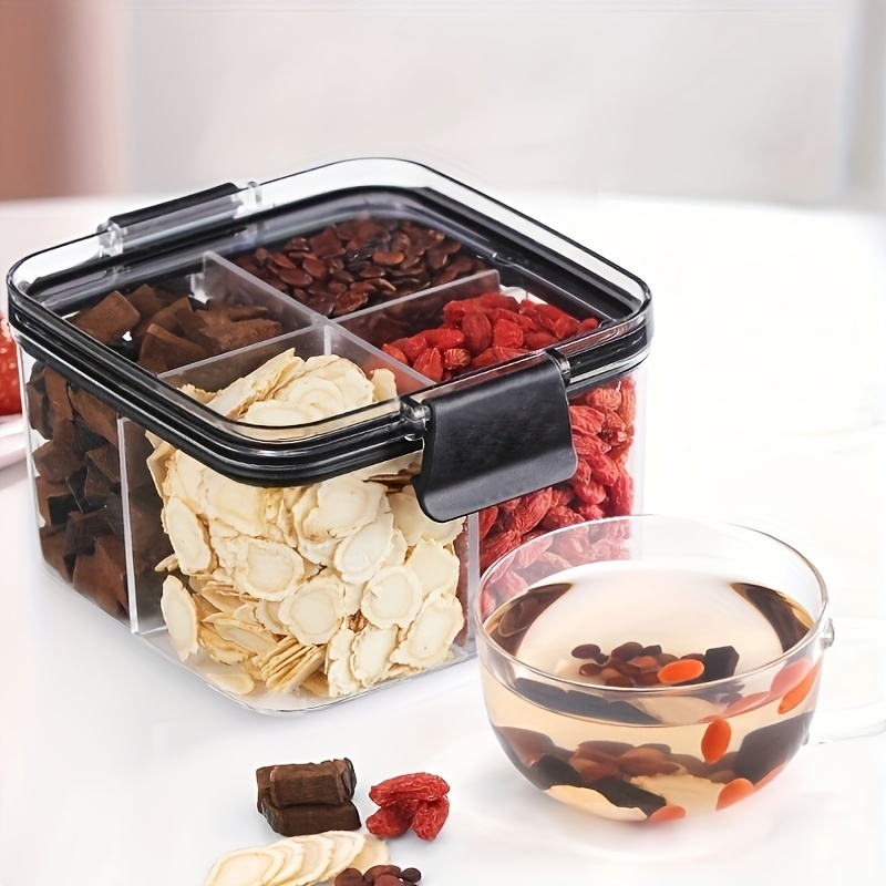 4pcs/set Floral Pattern Plastic Food Storage Box - Rectangular Snack and  Dry Goods Jar with Sealed Lid - Kitchen Supplies