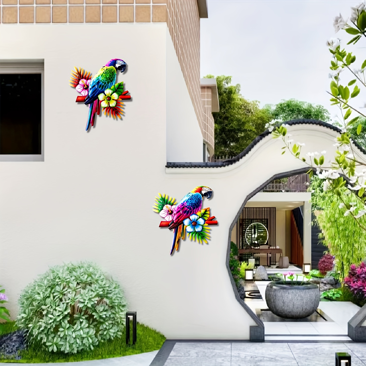 Decoración de pared de pájaros de metal, juego de 5 alas 3D, pájaros  colgantes pequeños, pájaros decorativos para interiores y exteriores,  hechos a
