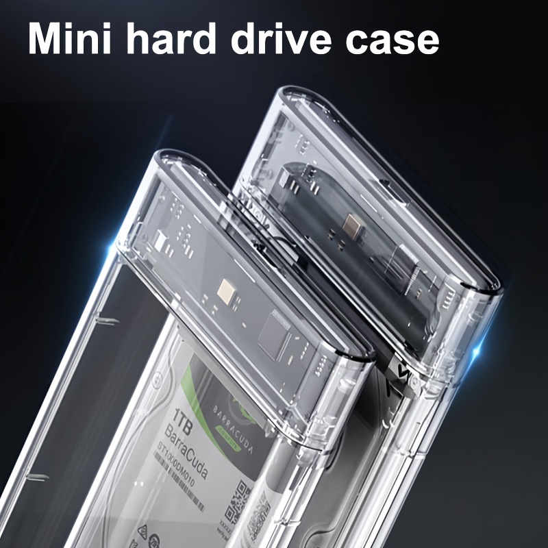 type c transparent mobile hard drive case 2 5 inch sata to usb 3 1 laptop desktop external case mechanical solid state ssd hard drive case