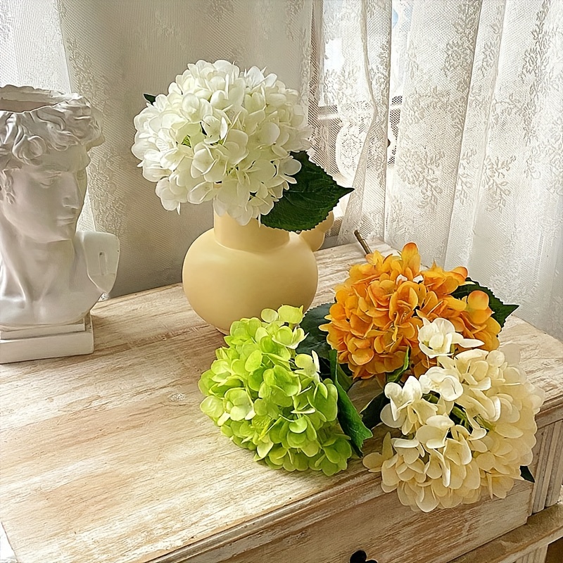 Flores artificiales de seda de hortensias con tallos, paquete de 10 flores