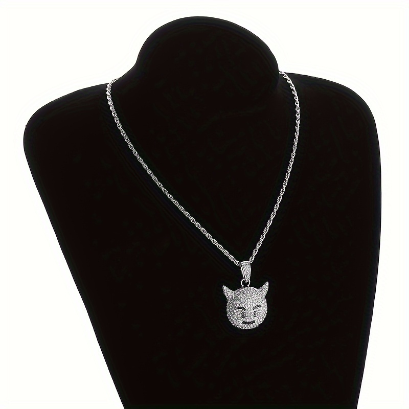 Exquisite Inlaid Cubic Zirconia Little Devil Pendant Necklace, Unisex