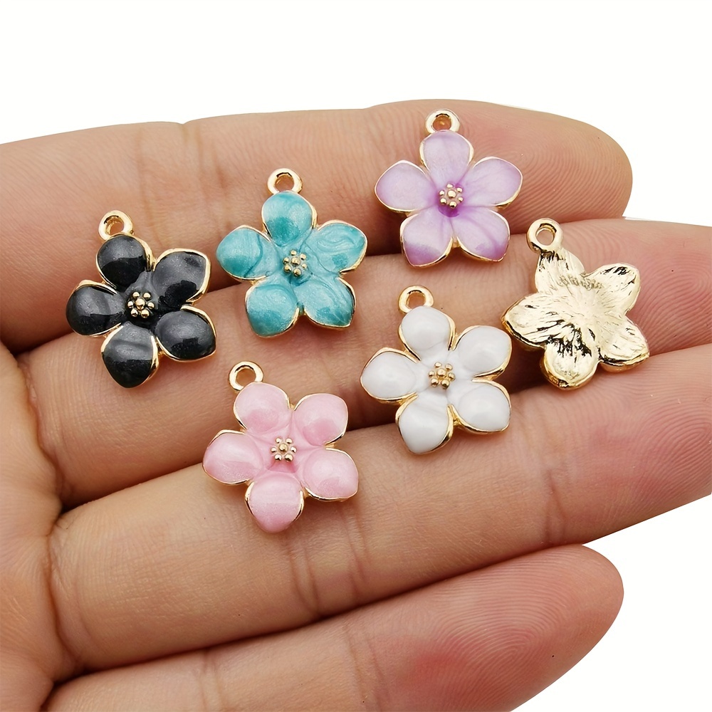 6/12/36/100pcs Random Color Cute Alloy Cherry Blossom Charms for DIY