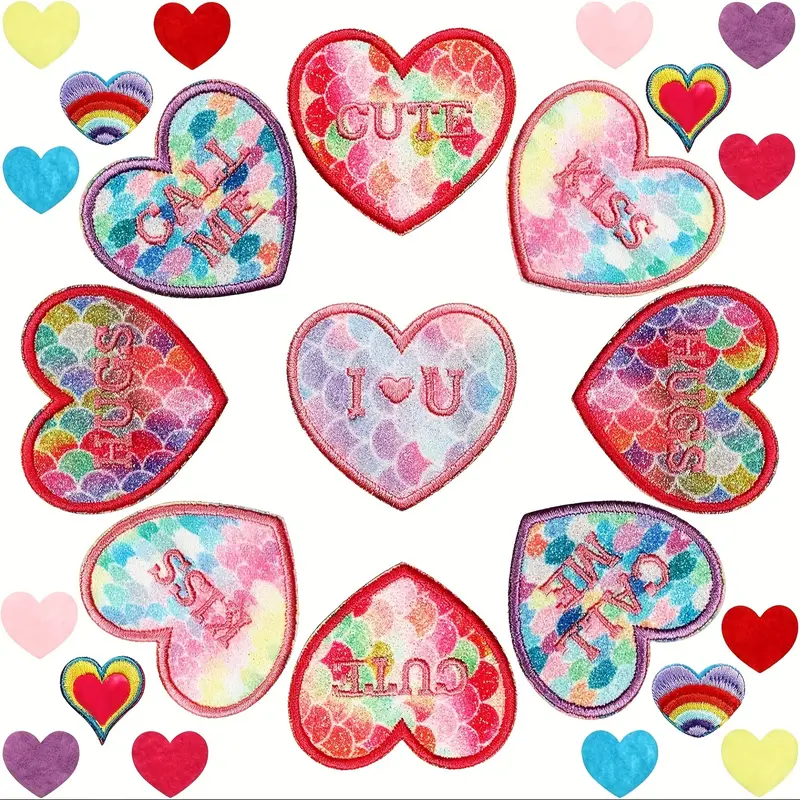 Valentine's Day Heart Iron On Patch Heart Shape Iron On - Temu