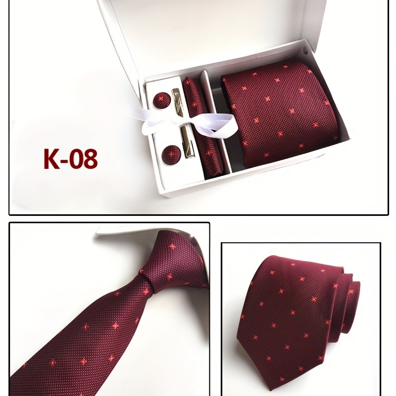 Men's Tie Dot Flower Striped Necktie Set