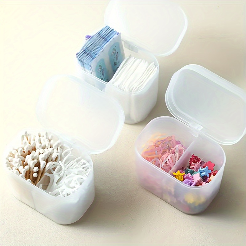 2pcs Portable Travel Clear Small Sorting Storage Box Cotton Swabs