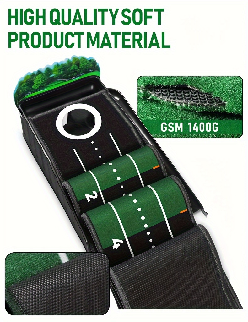 1pc mini golf putting green mat for indoors and outdoor portable golf putting matt with ball return and 1 hole golf training and practice equipment details 3