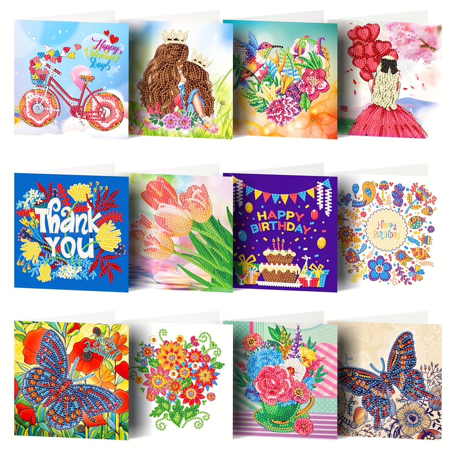 6pcs 5D DIY Special-shaped Diamond Painting Birthday Holiday Greeting Cards  Gift