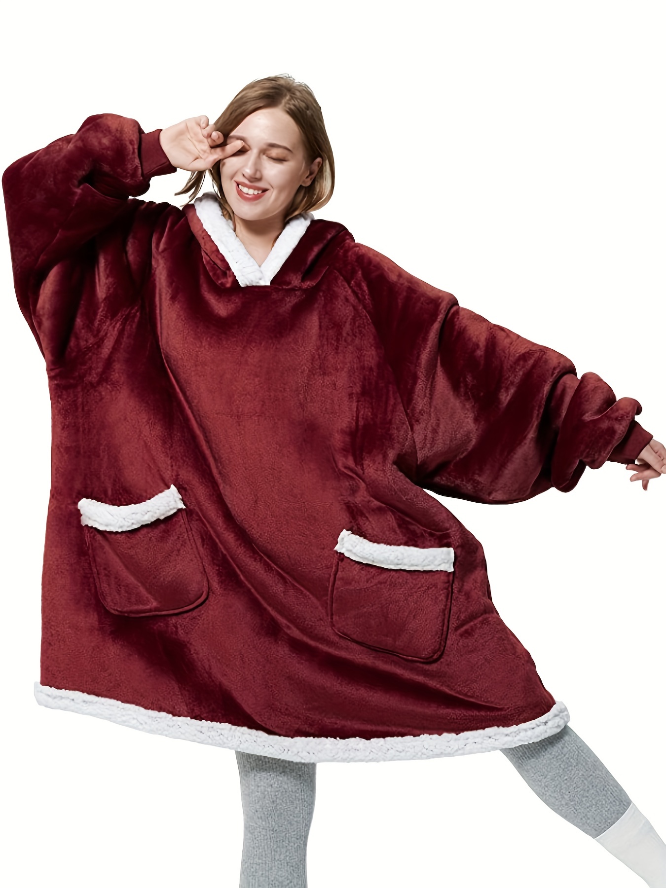 Plus Size Fleece Blanket Hoodie Fluffy Lounge Robe Women's - Temu