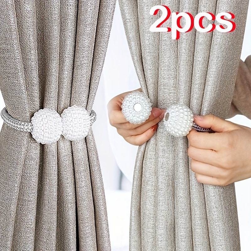 4pcs/set Pearl Magnetic Curtain Clips, Modern Simple Style, No Drilling  Needed, Strong Magnetic Suction, Curtain Tiebacks