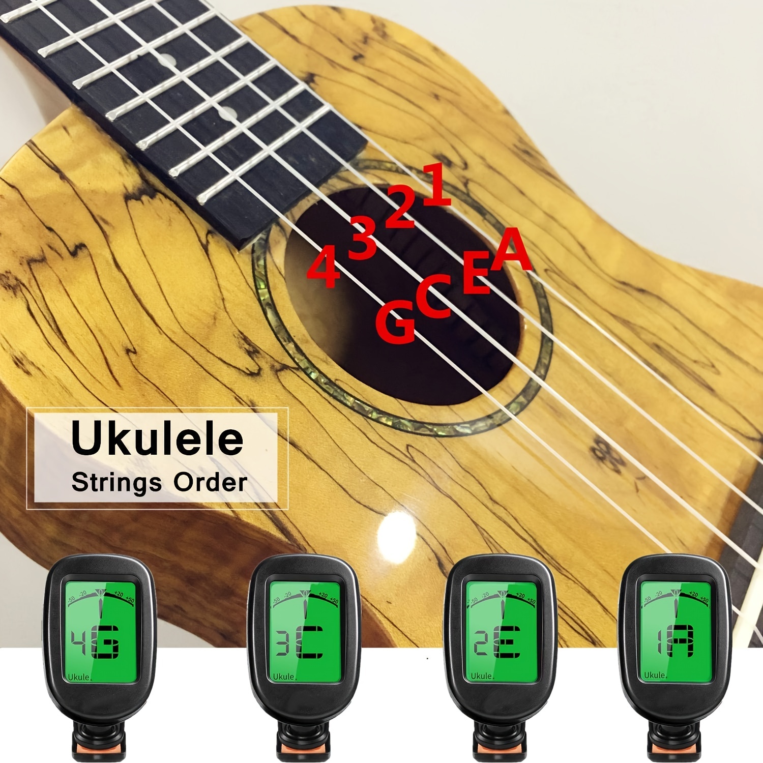 Accordeur de guitare rechargeable avec médiator de guitare LED, accordeur à  clipser avec écran couleur LCD pour tous les instruments à cordes : guitare,  ukulélé, violon, mandoline, banjo et modes d'accordage chromatique (