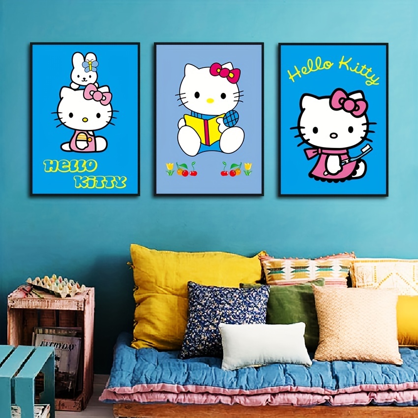 Cartoon Canvas Print Posters Kitty Canvas Wall Art - Temu