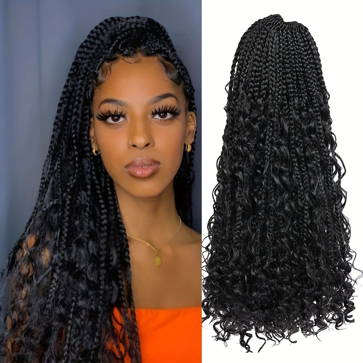 Ombre Box Braid Extensions Curly Ends Women's Hair Wigs - Temu Canada