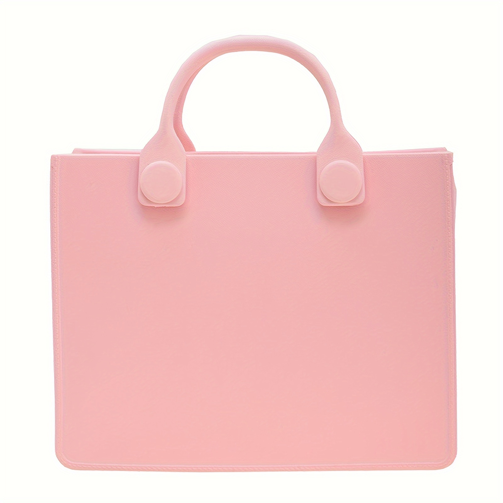 Plastic Solid Color Tote Bag Portable Beach Bag Reinforced Temu