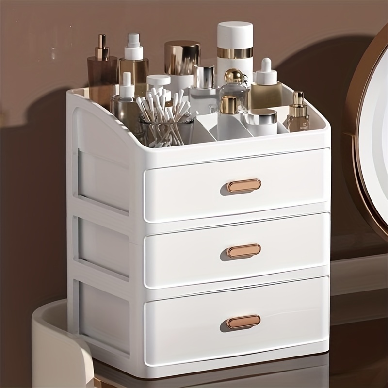 Organizador de maquillaje Cajas de exhibición de almacenamiento de  cosméticos con espejo para baño, tocador, tocador y encimera Adepaton  WRMH-459