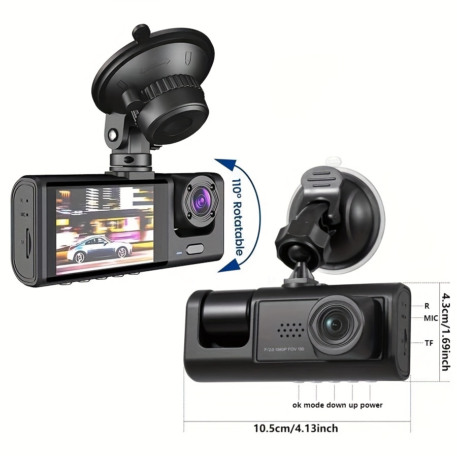 3 Camera Lens Car Dvr 3 channel Dash Cam Hd 1080p Front And - Temu