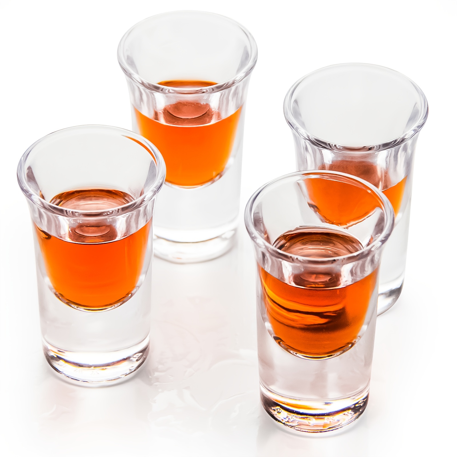 Set of 4 Red Shot Glasses | 2 oz Mini Short Glass Set for Whiskey, Tequila,  Vodka with Heavy Base | Reusable Solo Shot Glass | BPA Free | Perfect for