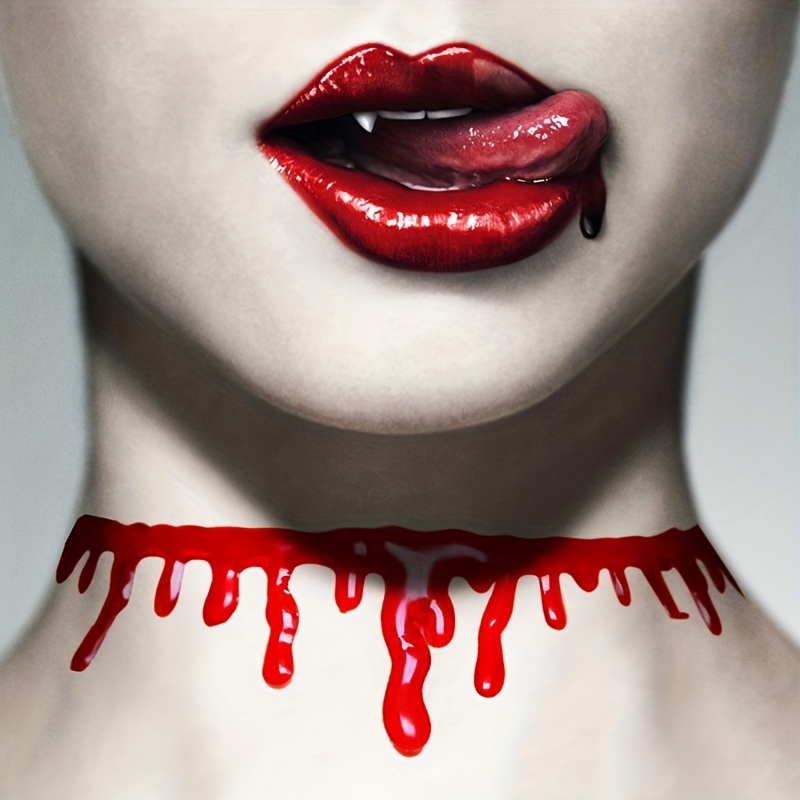 Halloween Decoration Horror Blood Drip Necklace Blood - Temu