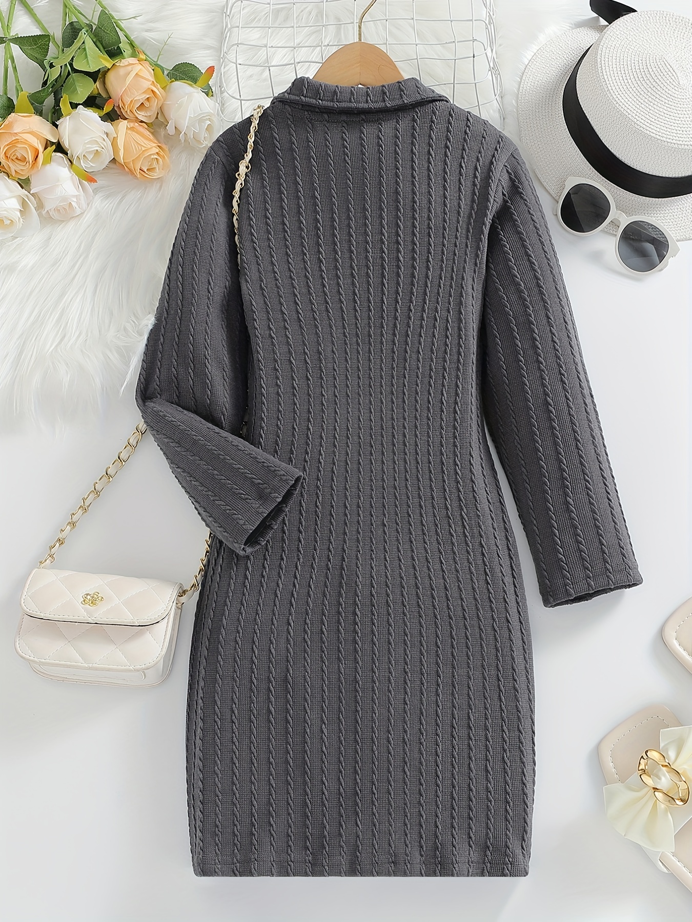 Girls' Slim Fit Knitted Sweater Dress