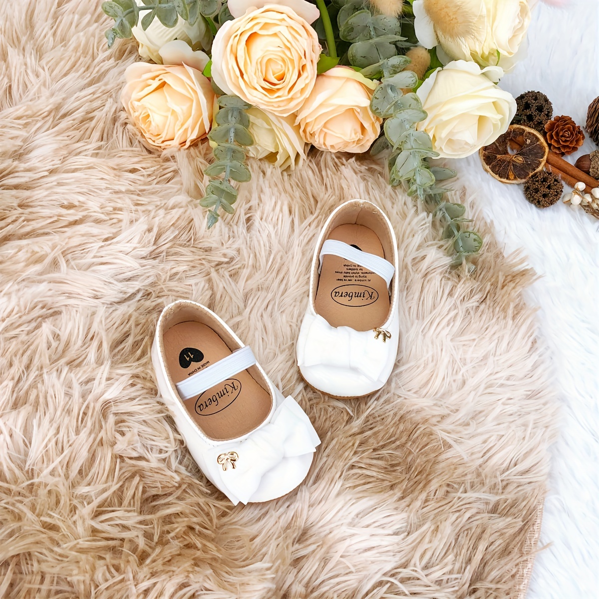 Trendy Elegant Bowknot Mary Jane Shoes For Baby Girls, Comfortable Lightweight Non Slip Soft Flat Sole Shoes For Indoor Outdoor Party, Spring And Autumn