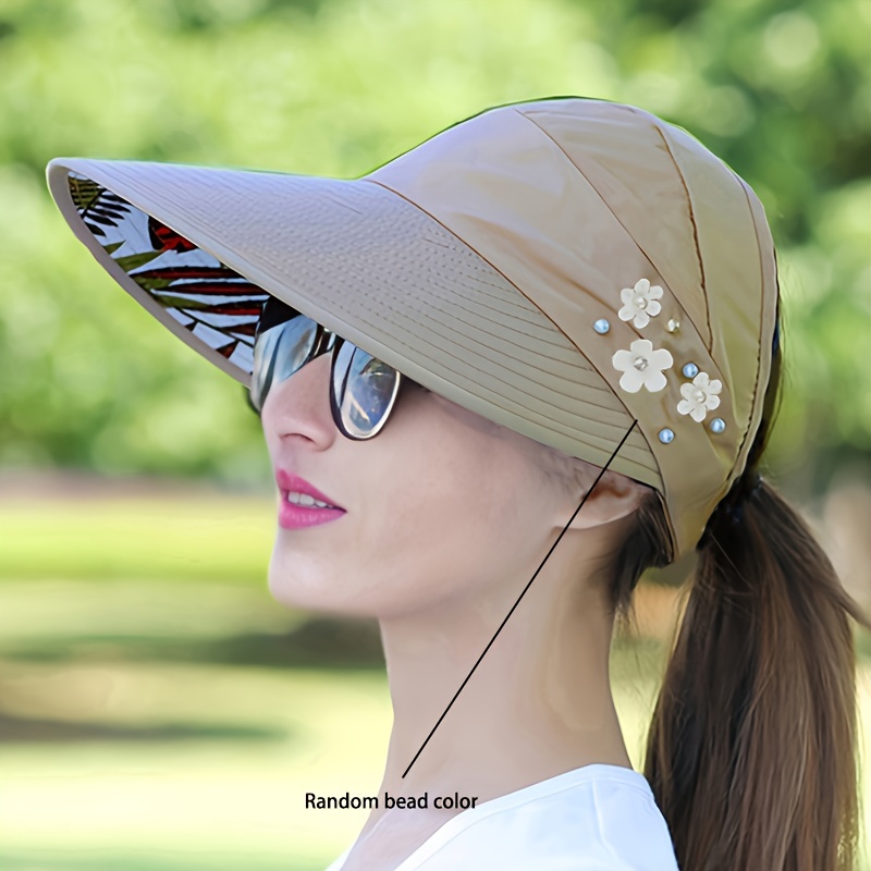 Frackson Sun Visor Hats for Women UV Protection Wide Brim Summer Cap for Girls Hat UV Protection Bre