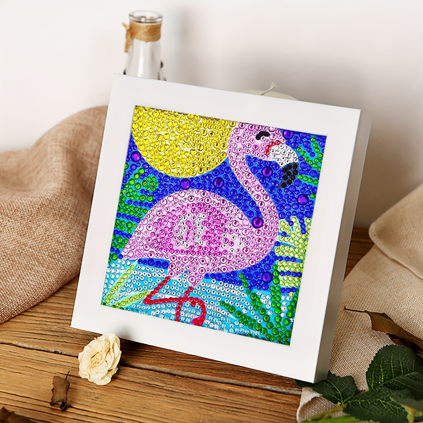 5D Diamond Painting Kits With White Frame Cartoon Flamingo Diamond Art  Shark Small Kits Mosaic Diamond Dots Gem Art Crafts For Home Table Wall  Decorat