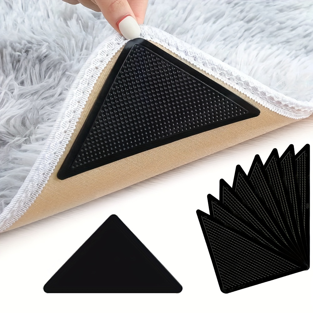 Non-slip Rug Grippers For Hardwood Floors And Tiles - Reusable And Washable  - Dual-sided Adhesive Rug Tape Gripper For Area Rugs - Keep Corners Flat  (black) - Temu