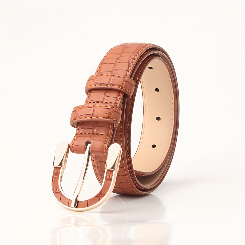 Fashion Pu Leather Belt Women Metal Carved Buckle Belts High - Temu