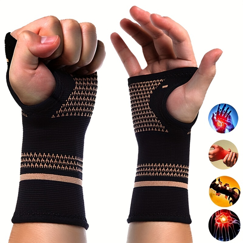 Wrist Support Brace Copper Compression Sleeves Tunnel Arthritis Left Right  Hand