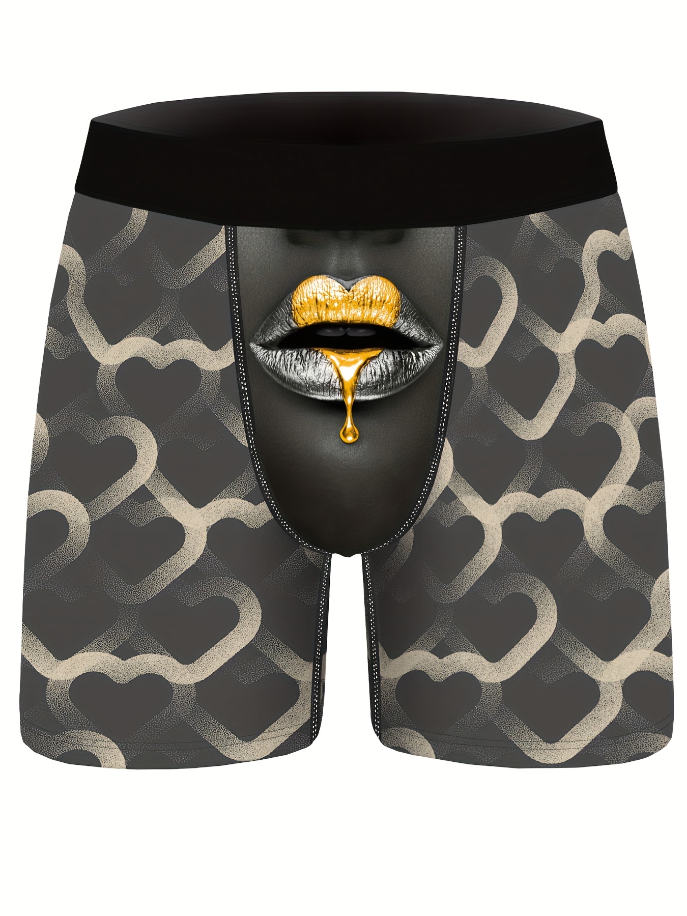Stylish Lips/Heart Printed Satin Boxers Shorts for Men