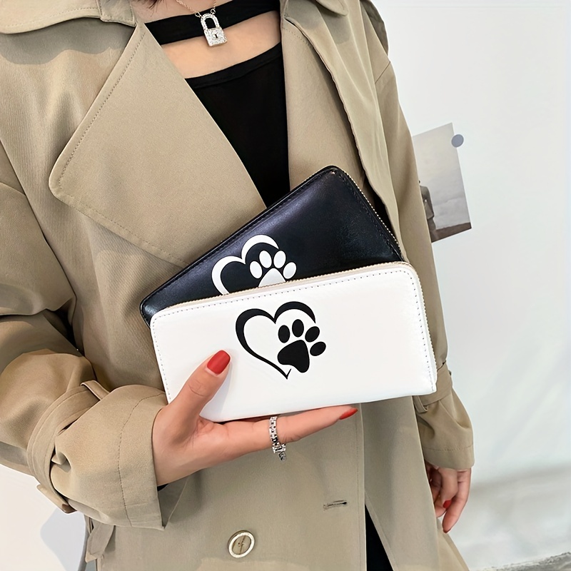 Cute Cat Pattern Wallet, Women's Faux Leather Long Wallet With Card Slots &  Zipper Pocket - Temu