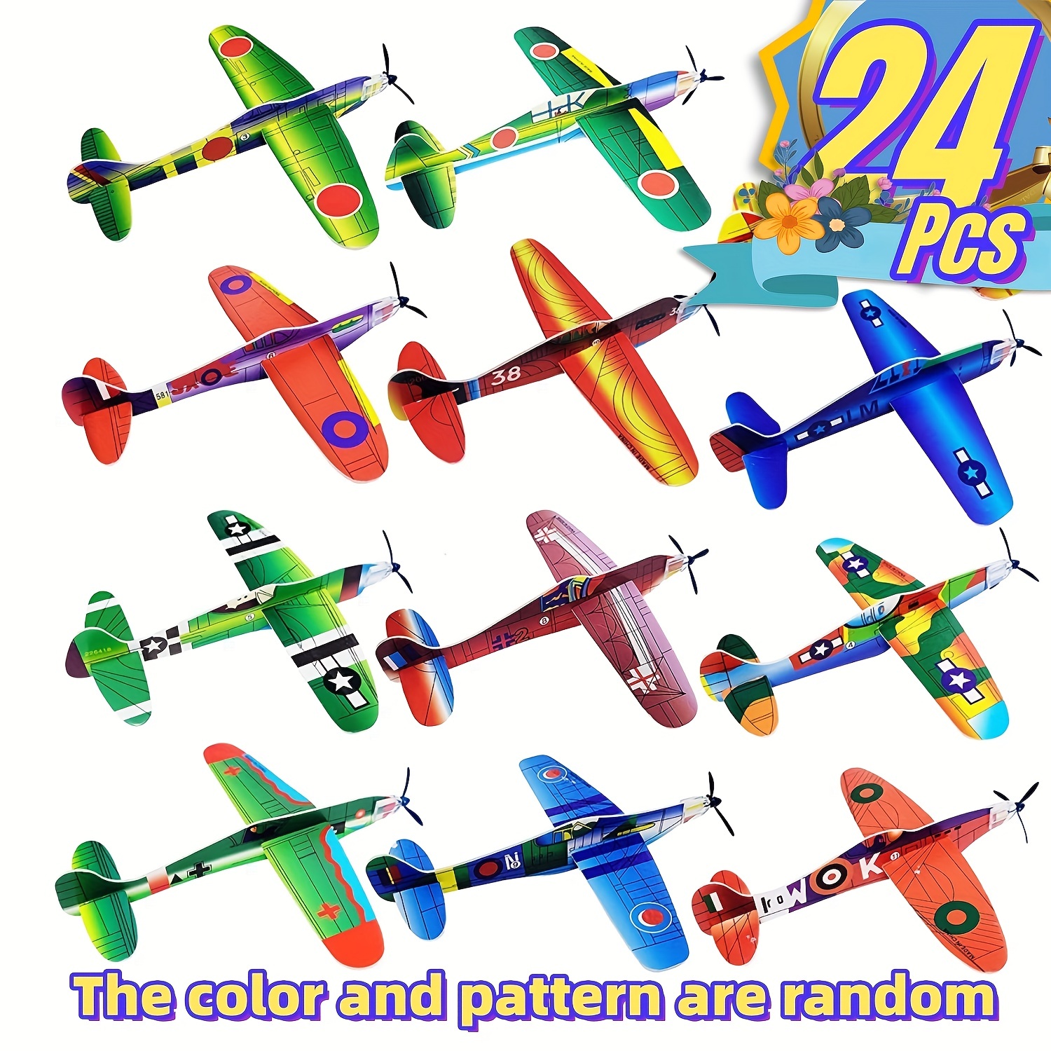 

24pcs 8 Inch Glider Planes - Birthday Party Favor Plane, Great Prize, Glider, Flying Models.