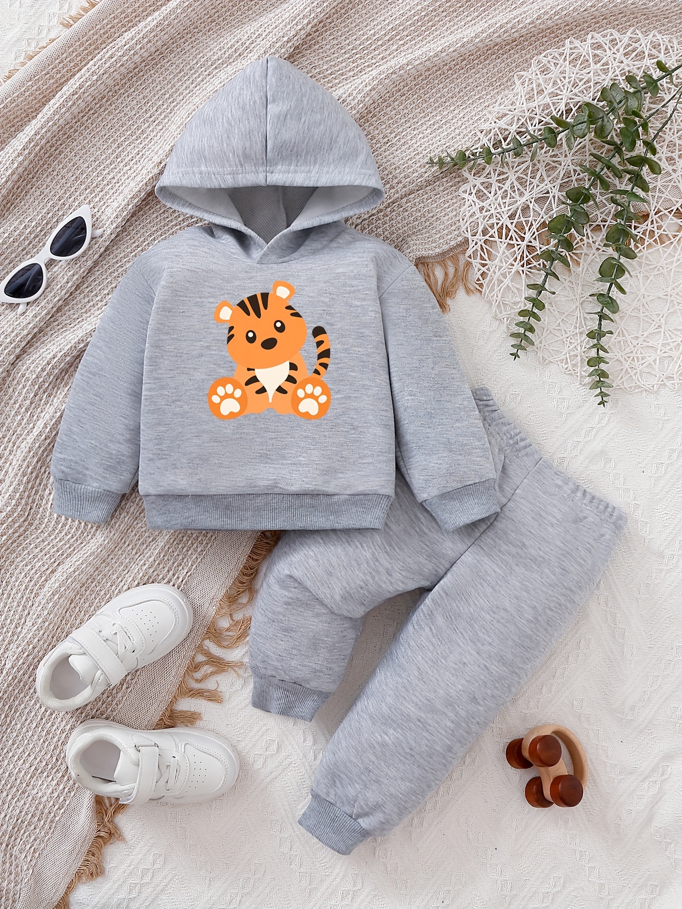 Little Baby Boys Cute Cartoon Tiger Pattern Print Casual Temu