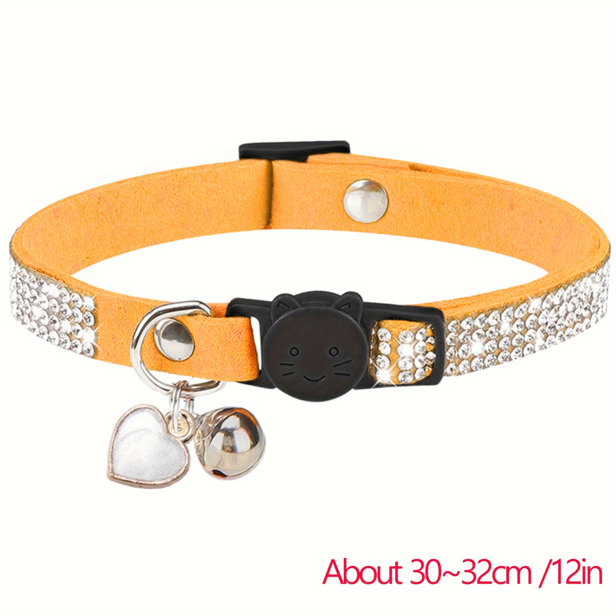 Rhinestone Decor Soft Pu Leather Cat Collar Breakaway Cat - Temu