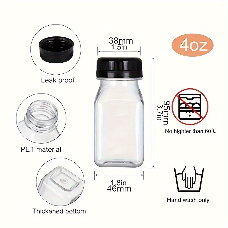 蓋付きミニプラスチックジュースボトル6個 4オンス 再利用可能 水 牛乳